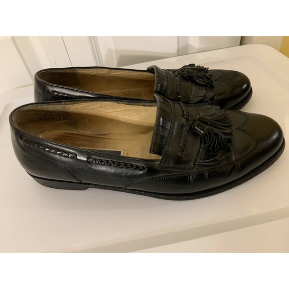 Cole Haan‎ Bragano Mens Sz 12D Black Leather Slip On Tasseled Kiltie Made Italy - Picture 4 of 12